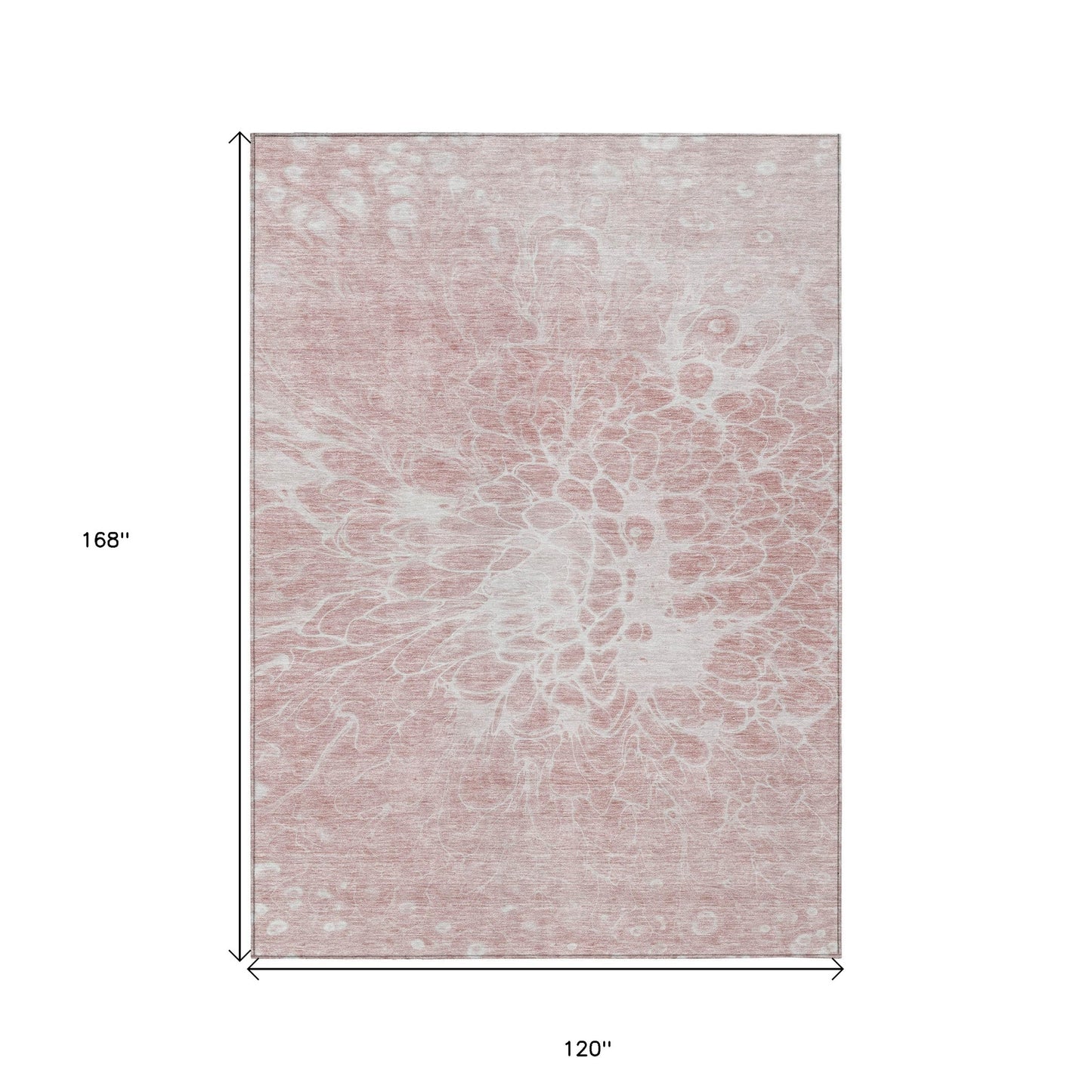 10' X 14' Pink Blush And Ivory Abstract Washable Indoor Outdoor Area Rug-2