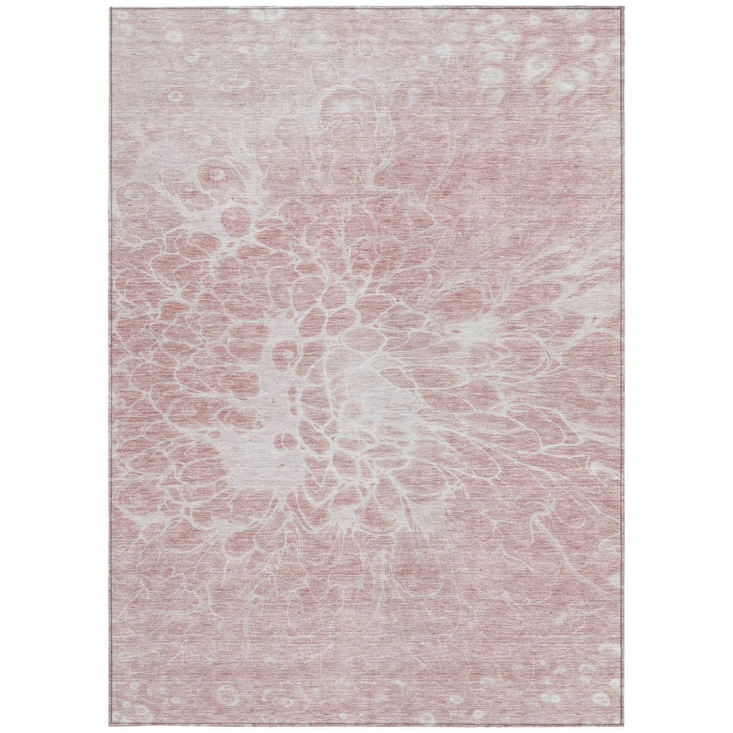 10' X 14' Pink Blush And Ivory Abstract Washable Indoor Outdoor Area Rug-5