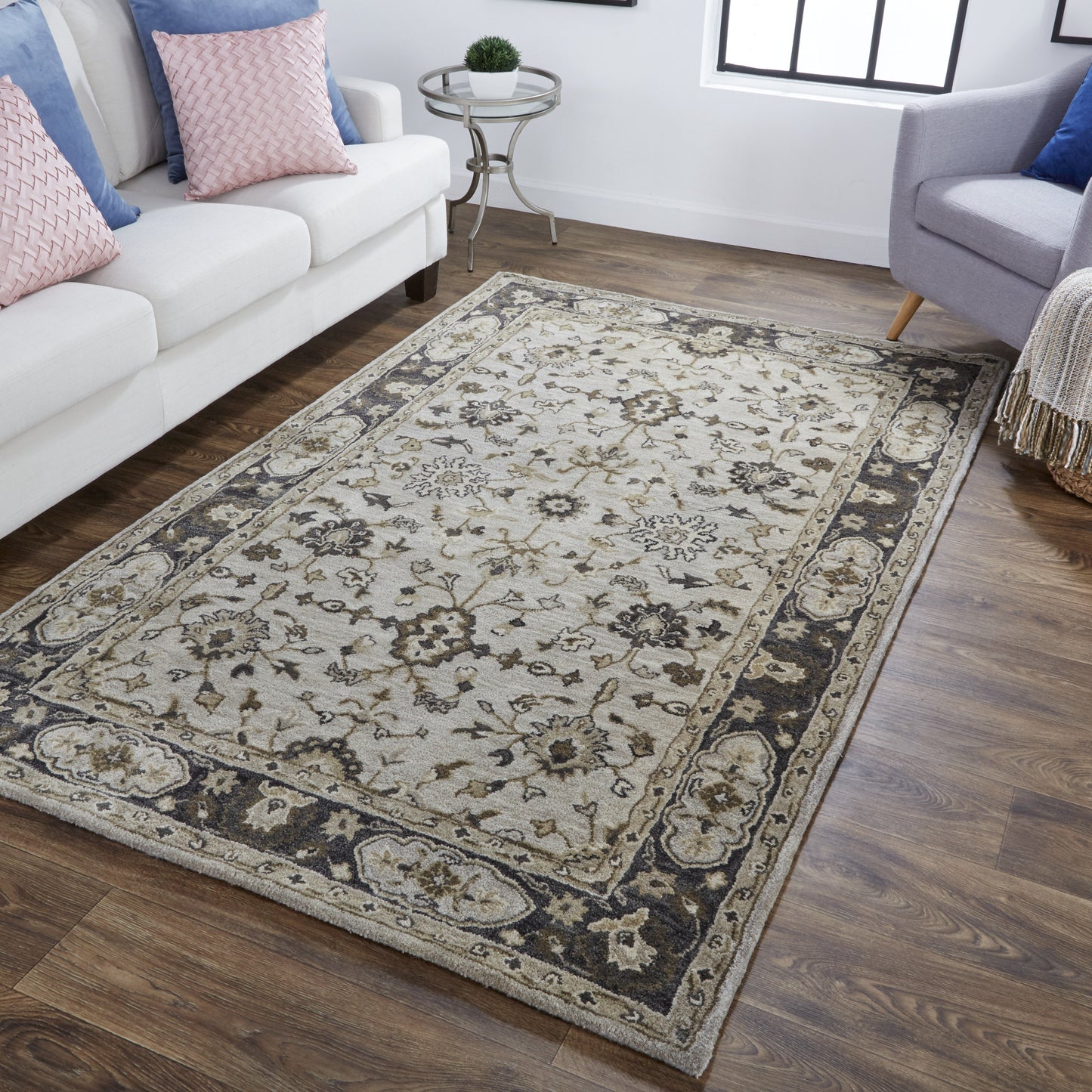 Eaton Traditional Oriental - Gray/Ivory/Taupe Area Rug-3