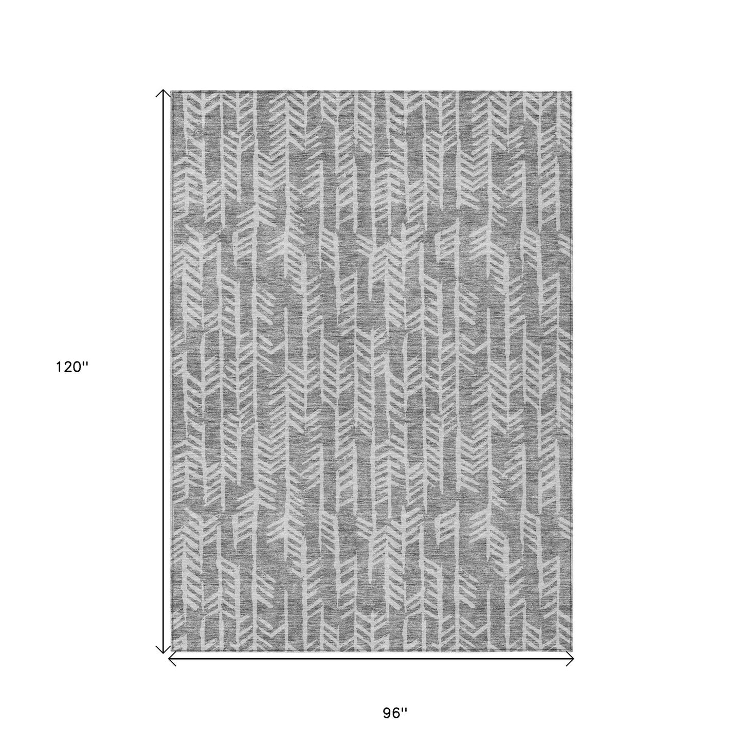 8' X 10' Gray And Silver Tribal Washable Indoor Outdoor Area Rug-2